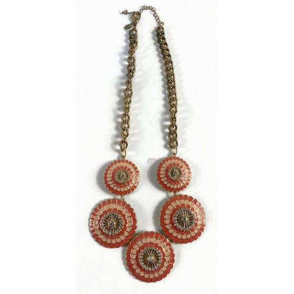 Charming Charlie Necklace Two-Toned Orange Circles Acrylic 20 Inches - Picture 5 of 9